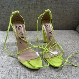 Electric green high heels